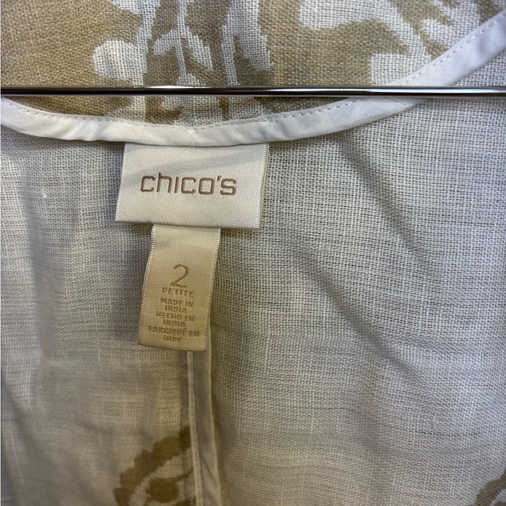 Chico's Cream and Tan Patterned Jacket - Picture 2 of 2